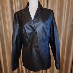 Wilsons Leather Black Leather Blazer Size Large